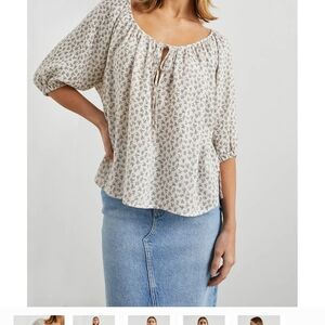 Rails White Floral Puff Sleeve Blouse